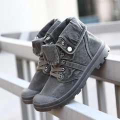 High-Top Canvas Platform Shoes