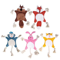 Dog Playtime Multipack - Rope & Plush Chew Toys in Fun Animal Designs (Pack of 5)