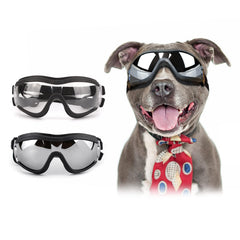 NAMSAN Clear Dog Goggles and Black Sunglasses for Medium to Large Dogs 2 Pieces Anti-UV Dog Sunglasses Windproof Summer Dog Eye Protection Winter Snow Dog Glasses Adjustable