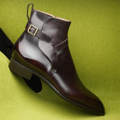 Black Lace Up Square Toe Ankle Boots for Men