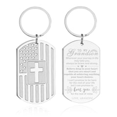 Keychains Gifts for Men Dad Son Brother Boyfriend Husband Grandpa GrandsonMens Keychain Gifts (*To My Grandson (from Grandpa) Silver)