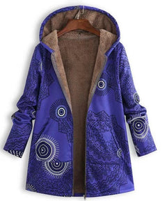 Hooded Plush Jacket with Print and Cozy Design