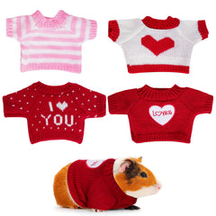 choyaxo 4 PCS Christmas Guinea Pig Clothes Hamster Sweater Ferret Knitted Clothes for Small Animal Outfit Winter Christmas Clothing (Valentines Day)