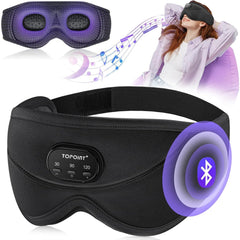 TOPOINT Sleep Mask with Bluetooth Headphones 3D Eye Mask for Sleep Headphones with White Noise Total Blackout 5.4 Bluetooth Timer 15 Hours for Women Men Travel Meditation Nap CPAP Users