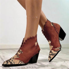 2020 Women's Pointed Toe Chunky Heel Ankle Boots