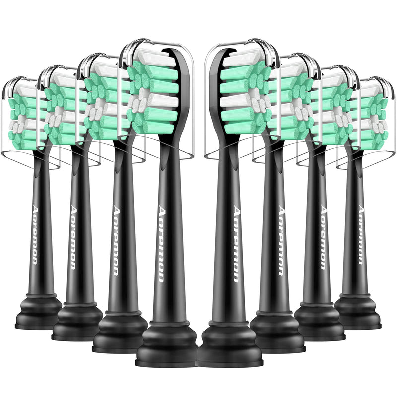 Aoremon Replacement Heads for Sonicare - Replacement Brush Heads Compatible with Philips Sonicare Snap-on Electric Toothbrush (Black)8 Pcs