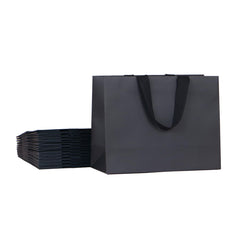 PAPERIST 12pcs 11.8x4.7x9" (2) Medium Size Black Paper Bags with Black Cotton Handles Thick Sturdy Durable Gift bags