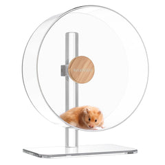 BUCATSTATE Hamster Wheel Silent 12.5inch Acrylic Hamster Exercise Wheel with Stable Adjustable Stand Running Wheel for Golden Bear Hamster Sugar Gliders Rats Hedgehogs (Transparent)