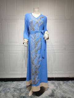 AB330 Fashionable Muslim Abaya with Sequin Embroidery