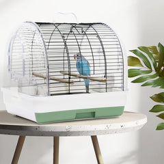 Yokolo Bird Cage 27-inch Inch Wrought Iron Parrot Cage Acrylic See-Through Standing Flight Parakeet Cage for Cockatiels Cheek Conure Lovebird Budgie Finch Canary (2201-Green)