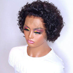 Curly Pixie Cut Lace Wig - Human Hair Short Cap