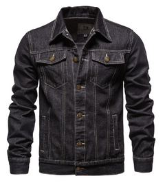 Men's Casual Blue Denim Jacket with Lapel Design