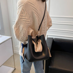 Silk Scarf Portable Bucket Bag for Casual Use