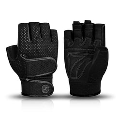 MOREOK Workout Gloves Padded Weight Lifting Gloves for Men/Women [3MM Gel] Fingerless Grip Gym Gloves Fitness Gloves Black-L