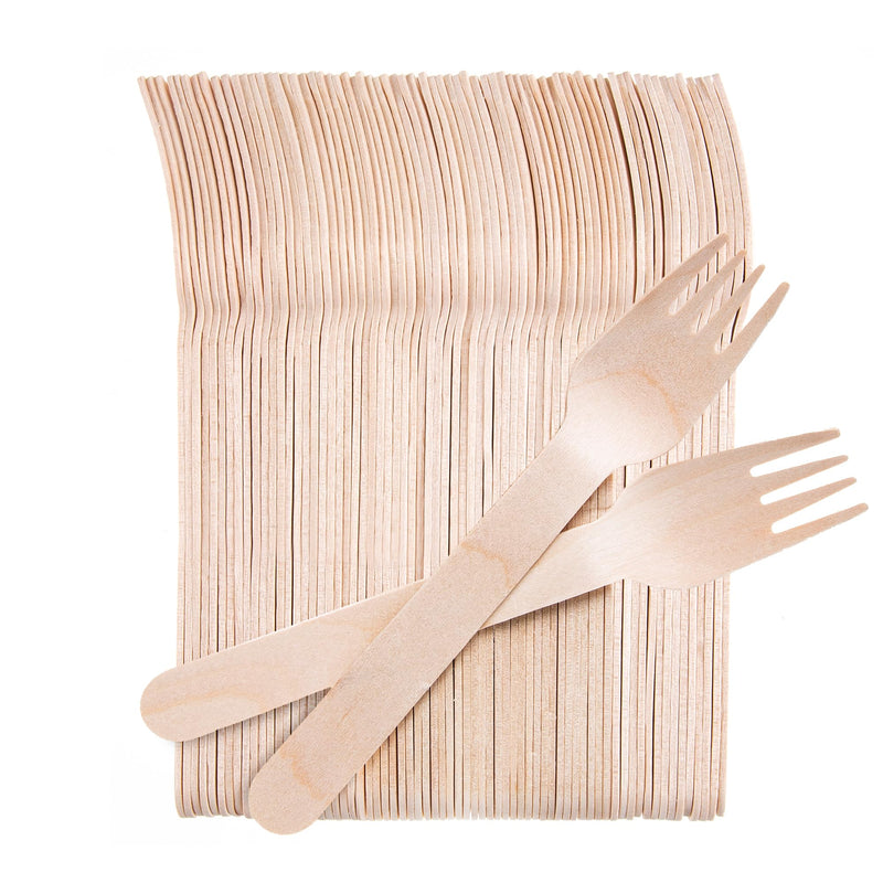 Weemium Wooden Forks Disposable - 300 Pack Splinter-free 6.5