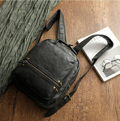Cowhide Backpack with Wash Water Wax Polishing