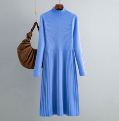 Long Knit Sweater Dress for Women with Overcoat
