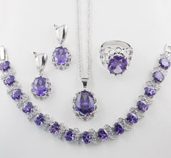 Floral Basket Earrings and Bridal Zircon Jewelry Set