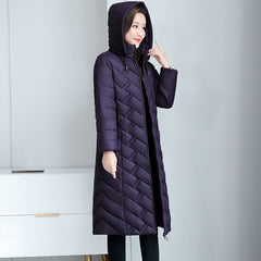 Linggra Long Solid Color Detachable Cotton Jacket