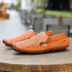 Genuine Leather Casual Men's Sandals - Summer Flat
