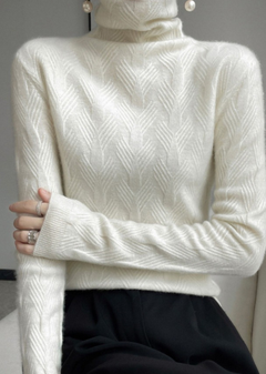Autumn Winter High Neck 100% Cashmere Sweater for Women
