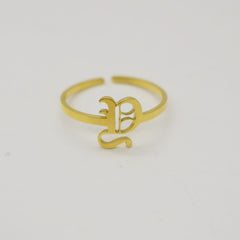 Vintage English Alphabet Ring in 18K Vacuum Plating
