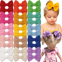 30 Pack 4.5" Bows for GirlsWaffle Fabric Dual Layer Hair Bows Alligator Hair Clips for Little Girls Schoolgirls Children Photographic Hair Accessories in Pairs