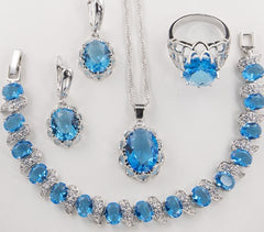 Floral Basket Earrings and Bridal Zircon Jewelry Set
