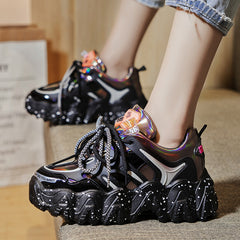 Trendy Women's Chunky Sole Sneakers with Colorful Sole