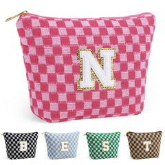 YOOLIFE Valentines Day Gifts - Gifts for Women Girlfriend Gifts Valentines Day Gifts for Her Mom Gifts Friend Gifts Birthday Gifts for Women Girls Gifts Ideas Checkered Makeup Bag Pink Bag N