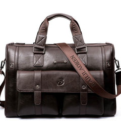 Men's British Retro Leather Computer Briefcase Bag
