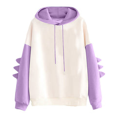 Dinosaur Cartoon Hoodie for Women - Winter Casual Wear