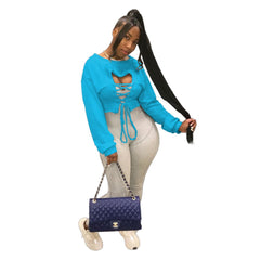 Women's Sexy Casual Lace-Up Sweater One-Piece Top