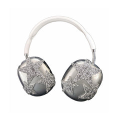 JLSDBMZ Case Cover for AirPods Max3D Cute Stars Silver Luxurious DesignClear Crystal Glitter Shining Bling Diamonds TPU Soft Case for AirPod Max Suitable for Ladies Girls Gifts