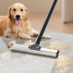 WANJOTEC Carpet Brush for Pet Hair - 2 in 1 Reusable Dog Cat Carpet Hair Remover Tool 50" Adjustable Long Handle Pet Hair Remover Broom for Furniture Couch Carpets Rugs Mats