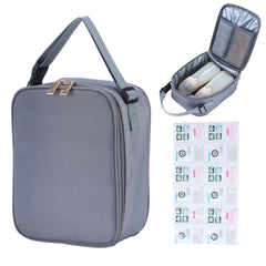 AURAUS Breast Milk Cooler Bag with Ice Packs Fits 2 Baby Bottles Up to 9 Ounce Suitable for Nursing Mom Daycare (Grey)