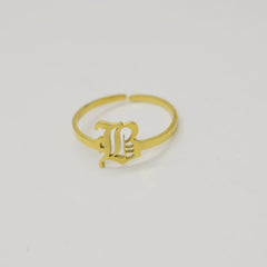 Vintage English Alphabet Ring in 18K Vacuum Plating