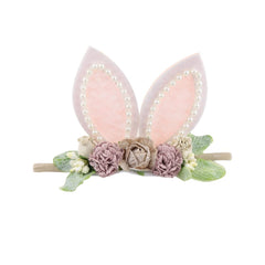 Bunny Headband Bunny Rose Ears Easter Headbands Baby Girls Flower Crown Spring Bunny Headbands (E)