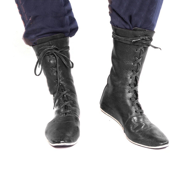 Vintage Pirate Lace-Up Boots for Men Plus Size