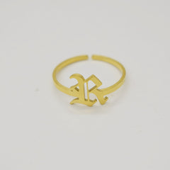 Vintage English Alphabet Ring in 18K Vacuum Plating
