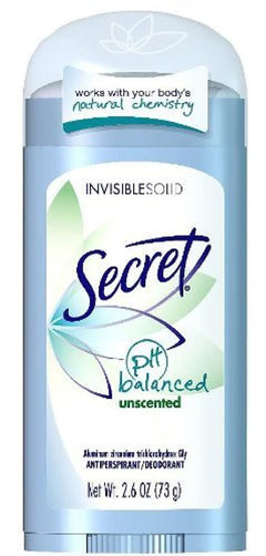 Secret Invisible Solid Antiperspirant Deodorant White Unscented 2.6 Ounce
