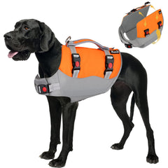 SlowTon Dog Life Jacket Adjustable Ripstop Dog Life Vest with One Piece Belly Support Superior Buoyancy Skin-Friendly Neoprene Pet Safety Flotation Vest for Swimming Boating Pool Beach(OrangeXL)