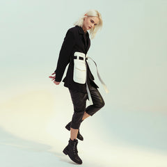 Retro Black and White Color Block Blazer Jacket