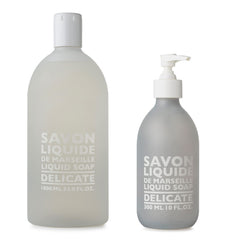 Compagnie de Provence Savon de Marseille Nourishing Liquid Soap Delicate 10 Fl Oz Pump Bottle and 33.8 Fl Oz Plastic Bottle Refill