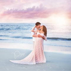 Maternity Photography Props Lace Wedding Dress Gown