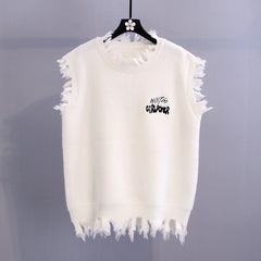 Fashionable Cartoon Knitted Vest Set with Long Sleeve Shirt