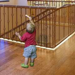 JIFTOK Baby Gate for Stairs Banister Guard for Kids Pets Toys 59ft L x 2.66 ft H Mesh Netting Safety Net for Balcony Rail Stair Stairway Net Baby Safety Products for Indoor & Outdoor (Brown)