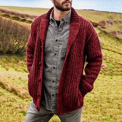 Men's Solid Color Long Sleeve Knit Cardigan Sweater