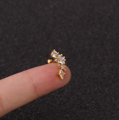 Stainless Steel Star Zirconia Screw Earrings (Pierced)