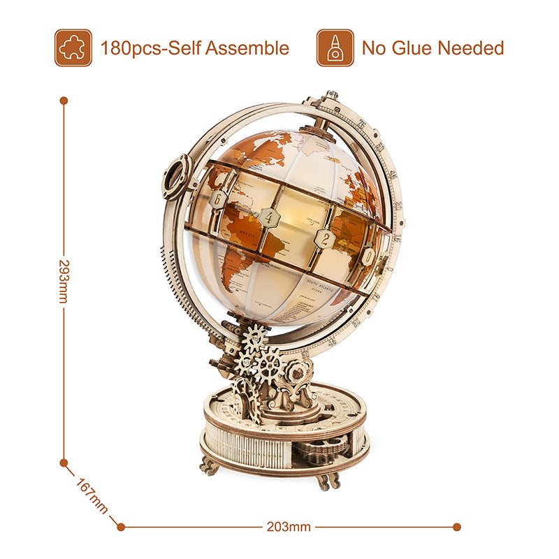 3D Wooden Puzzle Globe Assembly Model DIY Toy